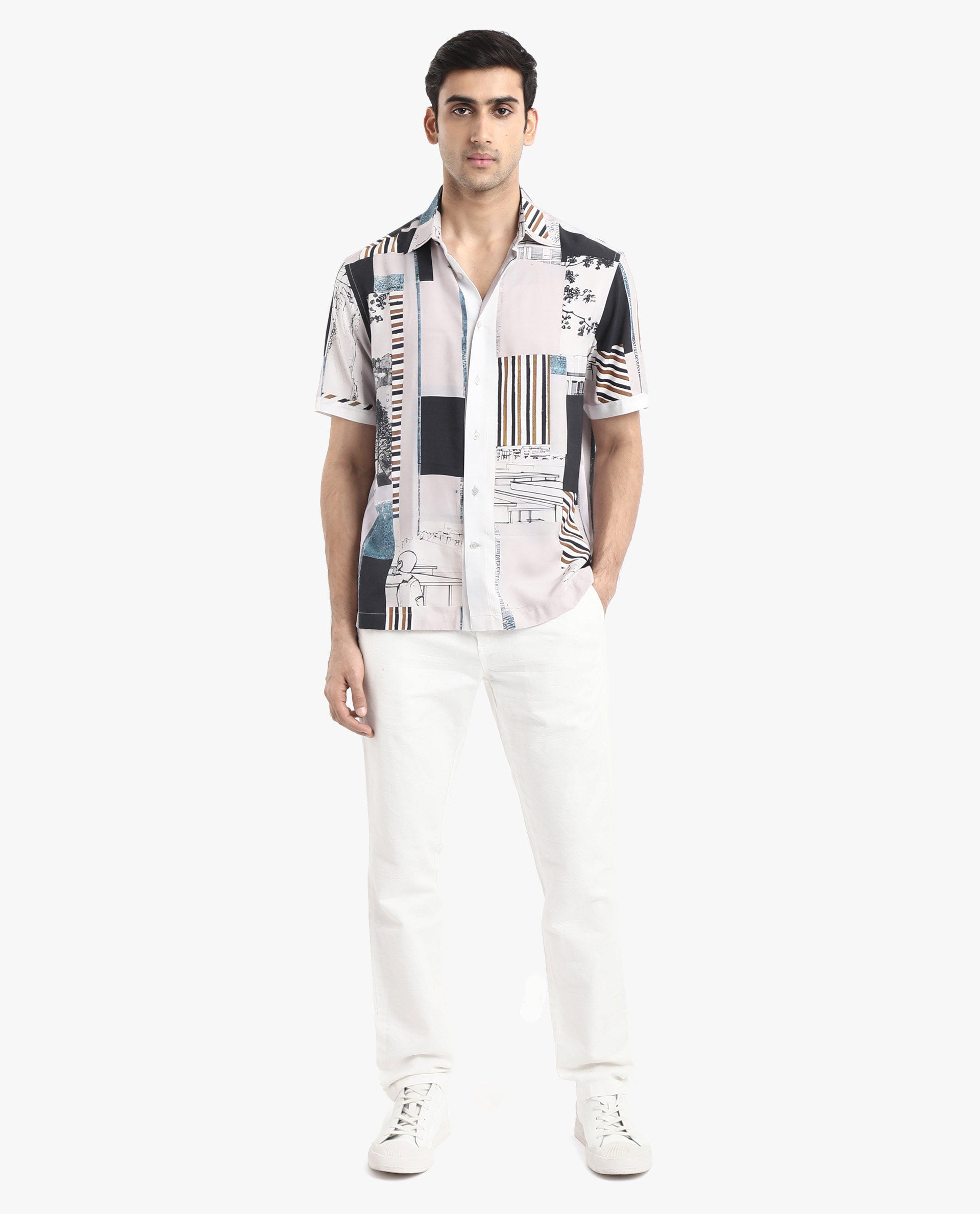 Men's Multicolor Casual Regular Fit Printed Half Sleeves Shirt