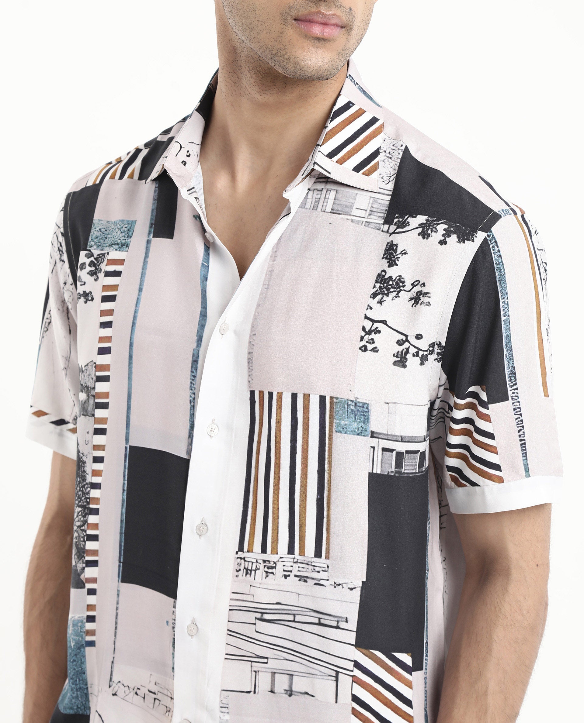 Men's Multicolor Casual Regular Fit Printed Half Sleeves Shirt