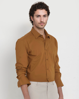 Men's Brown Formal Regular Fit Solid Full Sleeves Shirt