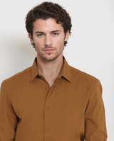 Men's Brown Formal Regular Fit Solid Full Sleeves Shirt