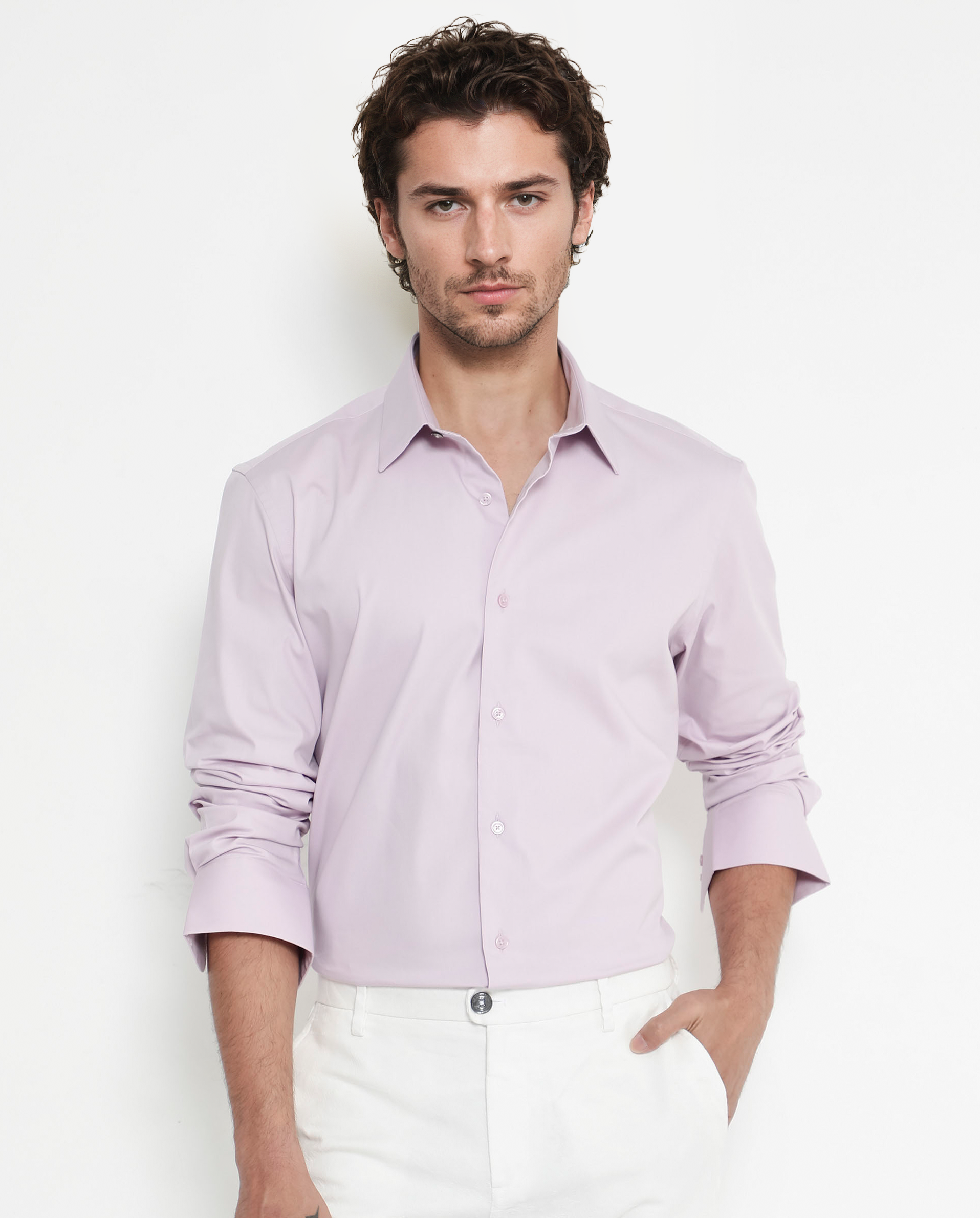 Men's Pink Formal Regular Fit Solid Full Sleeves Shirt