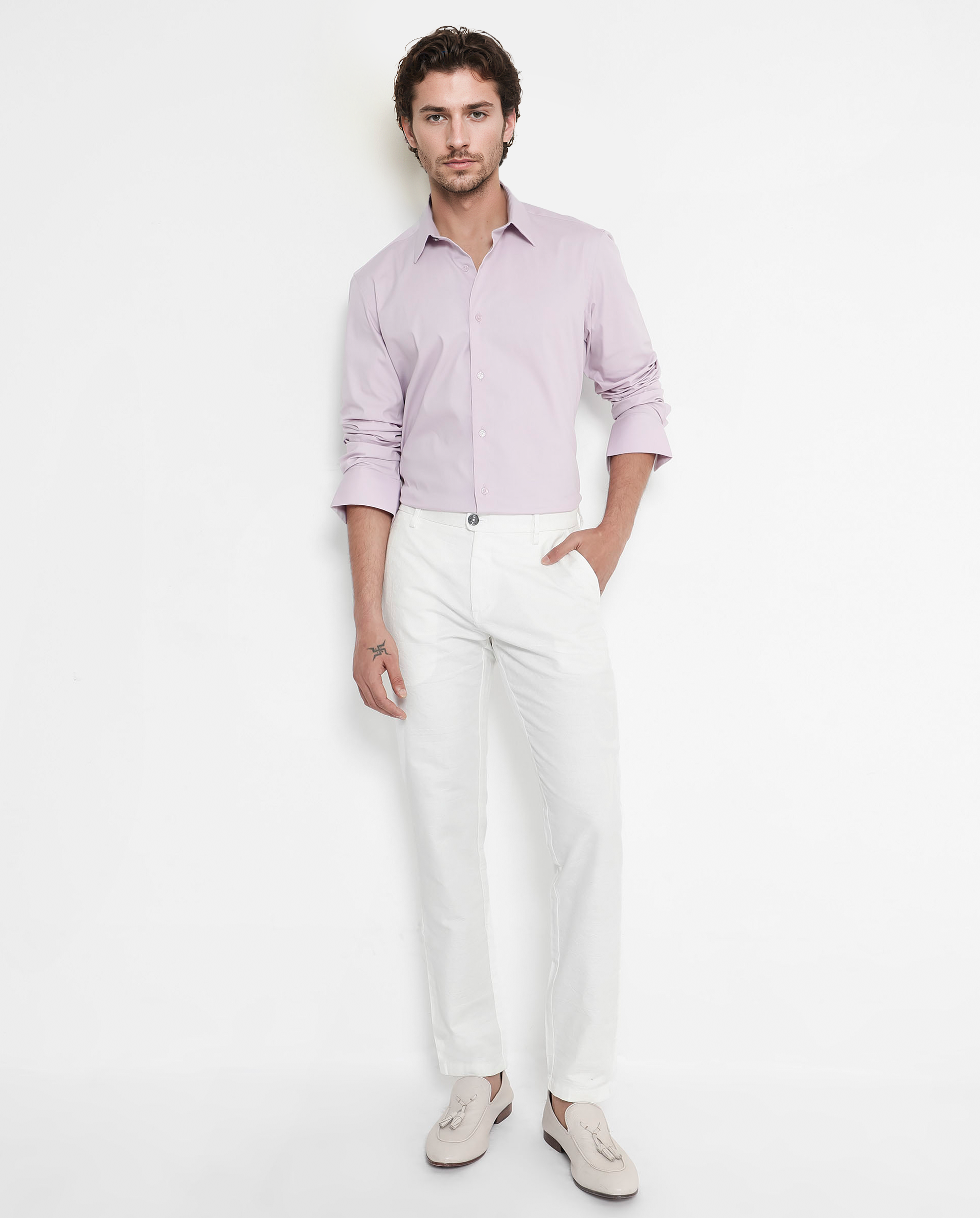 Men's Pink Formal Regular Fit Solid Full Sleeves Shirt