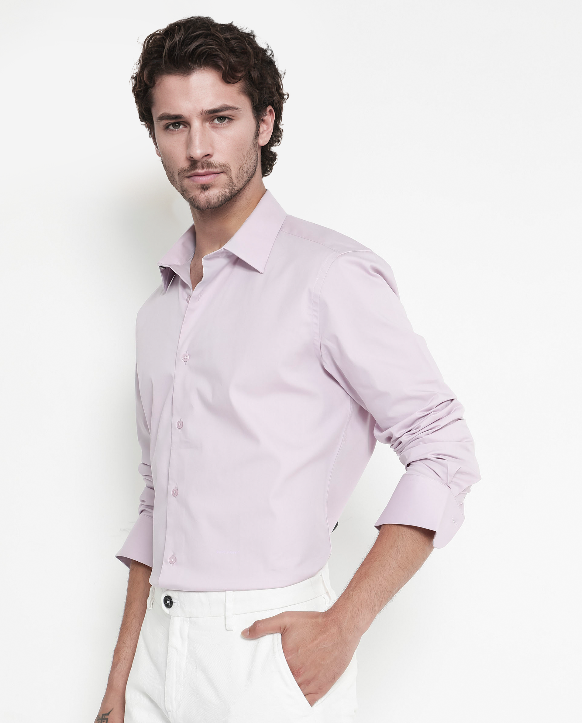 Men's Pink Formal Regular Fit Solid Full Sleeves Shirt