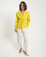 Women's Yellow Casual Full Sleeves Top