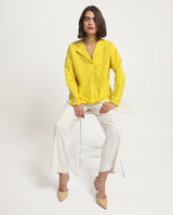 Women's Yellow Casual Full Sleeves Top
