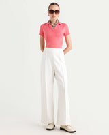 Women's Orange Solid Half Sleeves Polo Tshirt