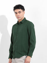 Men's Green Casual Solid Full Sleeves Shirt