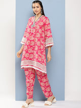 Women's Couture Floral Printed Regular Kurta with Trouser
