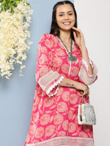 Women's Couture Floral Printed Regular Kurta with Trouser