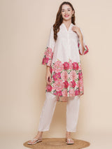 Women's Couture Pink & Multi Print Kurta Set