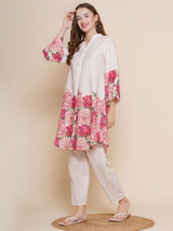 Women's Couture Pink & Multi Print Kurta Set