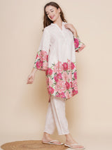 Women's Couture Pink & Multi Print Kurta Set