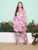 Women's Couture Pink & Multi Printed Kurta Set