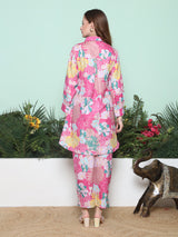 Women's Couture Pink & Multi Printed Kurta Set