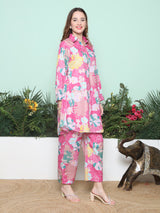 Women's Couture Pink & Multi Printed Kurta Set