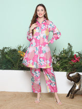 Women's Couture Pink & Multi Printed Kurta Set