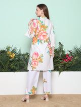 Women's Couture White & Multi Printed Kurta Set