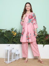 Women's Couture Pink & Multi Printed Kurta Set