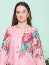 Women's Couture Pink & Multi Printed Kurta Set