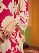 Women's Couture Pink & Beige Colour Floral Printed Kurta Set