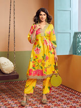 Women's Couture Yellow Multi Colour Floral Printed Kurta Set