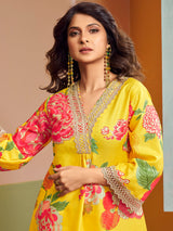Women's Couture Yellow Multi Colour Floral Printed Kurta Set