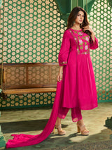 Women's Pink Embroidered Kurta Set