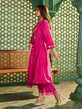 Women's Pink Embroidered Kurta Set