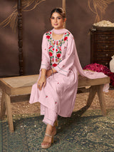 Women's Peach Embroidered Kurta Set