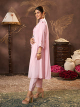 Women's Peach Embroidered Kurta Set