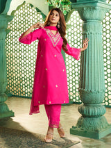 Women's Pink Embroidered Kurta Set