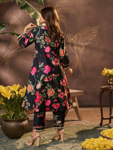Women's Black Print Kurta Set