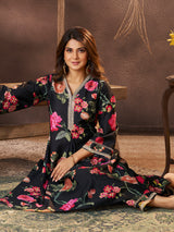 Women's Black Print Kurta Set