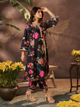 Women's Black Print Kurta Set