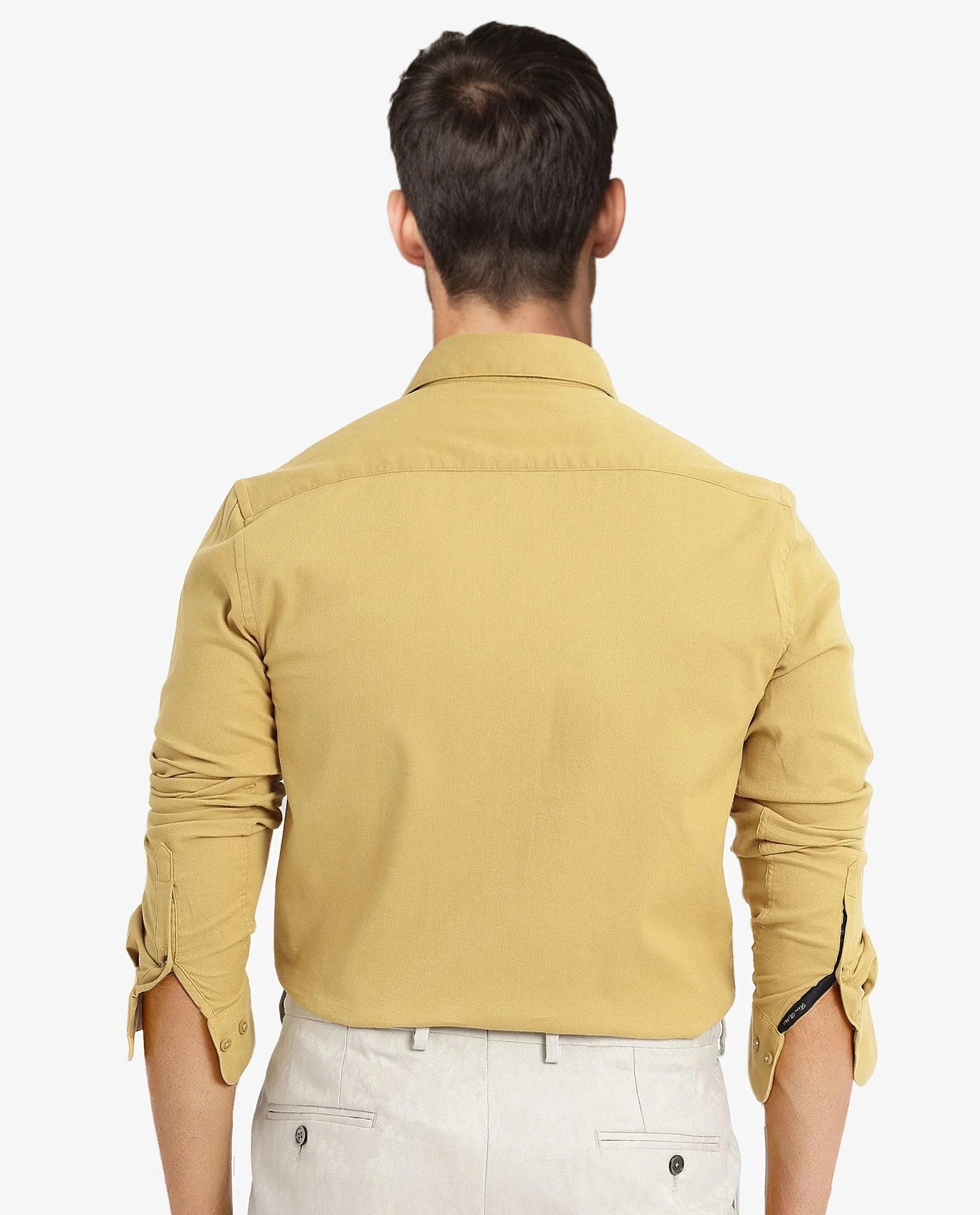 Men's Yellow Casual Regular Fit Solid Full Sleeves Shirt