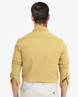 Men's Yellow Casual Regular Fit Solid Full Sleeves Shirt