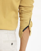 Men's Yellow Casual Regular Fit Solid Full Sleeves Shirt
