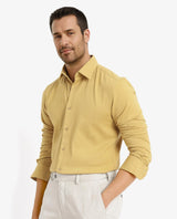 Men's Yellow Casual Regular Fit Solid Full Sleeves Shirt