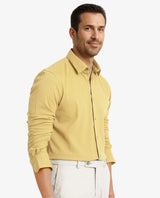 Men's Yellow Casual Regular Fit Solid Full Sleeves Shirt