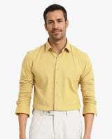 Men's Yellow Casual Regular Fit Solid Full Sleeves Shirt