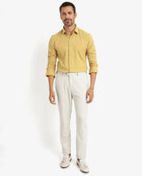 Men's Yellow Casual Regular Fit Solid Full Sleeves Shirt
