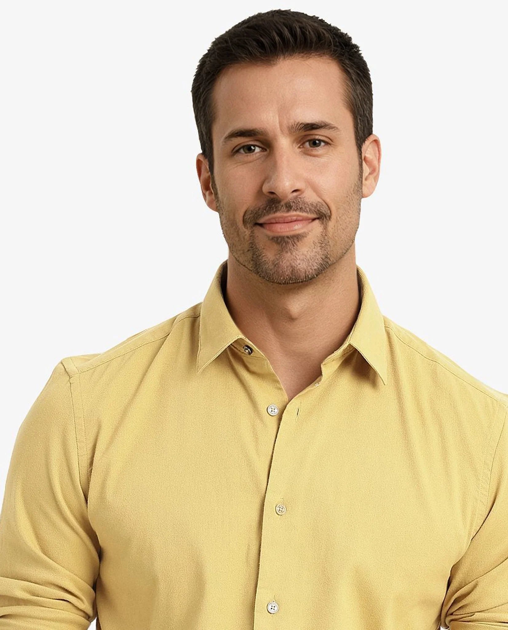 Men's Yellow Casual Regular Fit Solid Full Sleeves Shirt