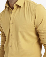Men's Yellow Casual Regular Fit Solid Full Sleeves Shirt