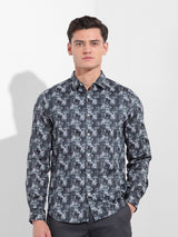Men's Black Casual Printed Full Sleeves Shirt