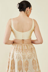 Women's Cream Taffeta Solid Sleeveless Padded Blouse