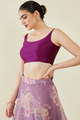 Women's Wine Taffeta Solid Sleeveless Padded Blouse