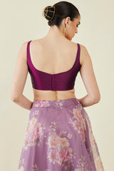 Women's Wine Taffeta Solid Sleeveless Padded Blouse