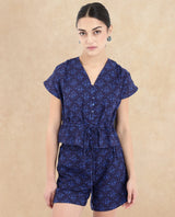 Women's Blue Casual Half Sleeves Top