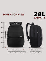 Unisex Black Work Backpack Solid Laptop Backpack