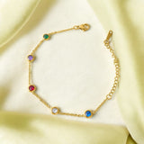 Women's Gold Multi Crystal Charm Bracelet Waterproof & Anti-Tarnish